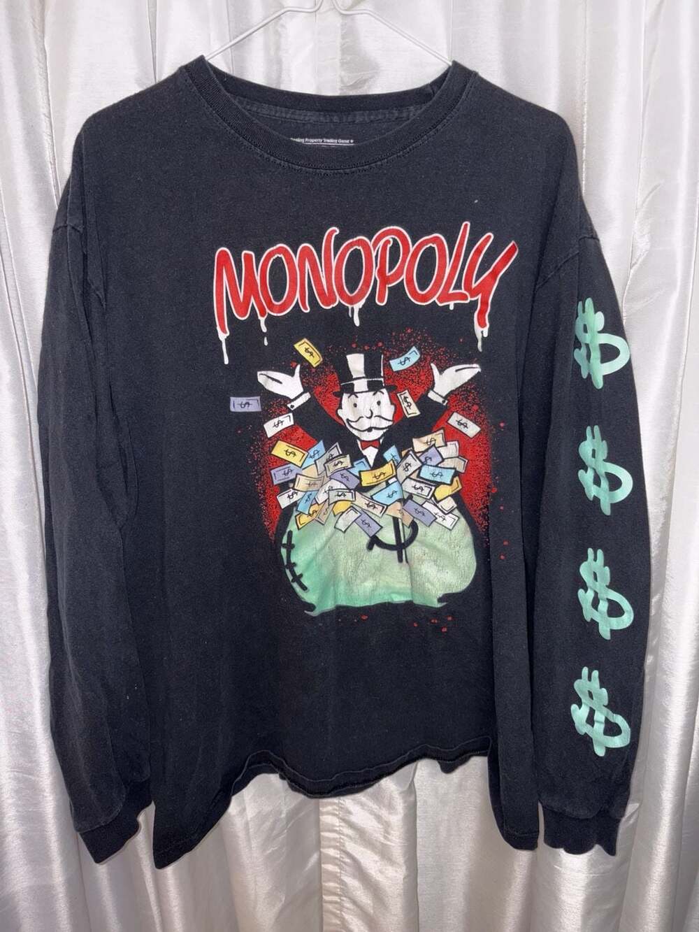 Monopoly Rich Uncle Pennybags Graphic Long Sleeve T-Shirt Size XL